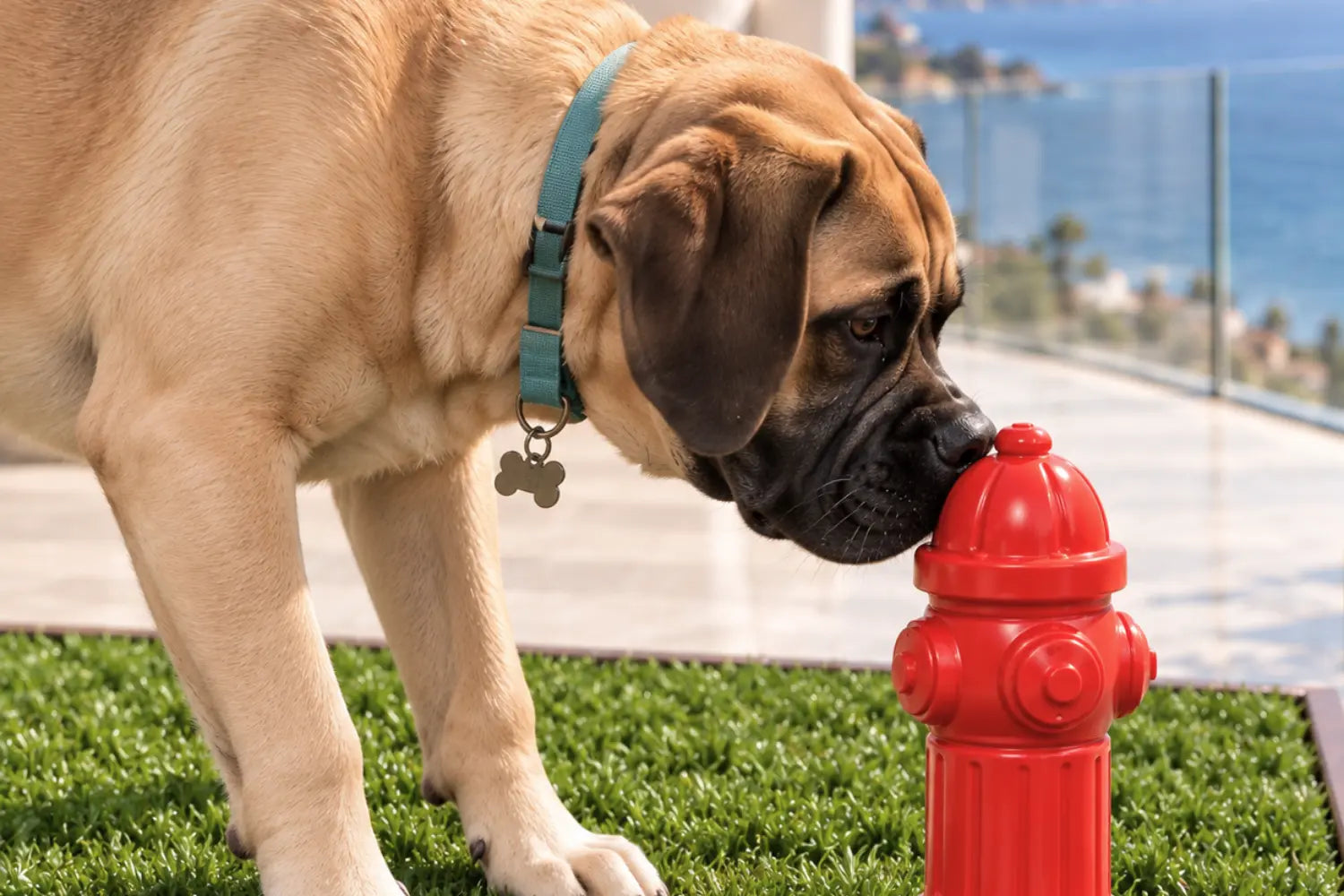 Large dog recognizing the scenting hydrant on CLASSIC Mega