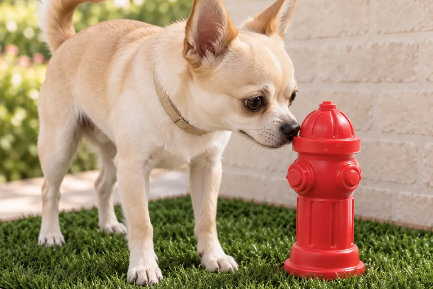 Training a dog to use CLASSIC Small with its grass-like surface and hydrant