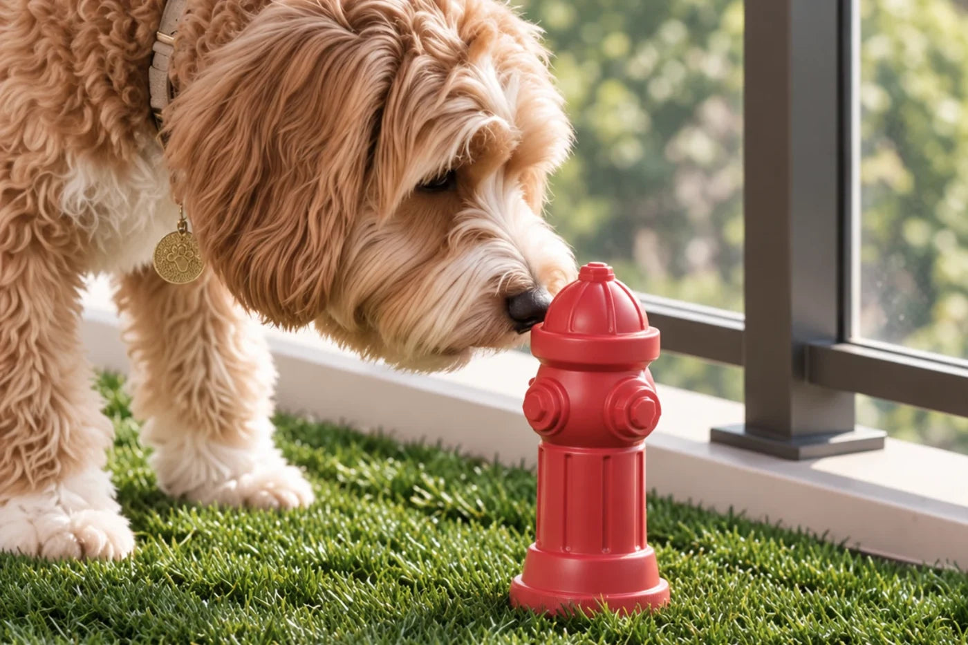 Training a dog to use CLASSIC Standard with its grass-like surface and hydrant
