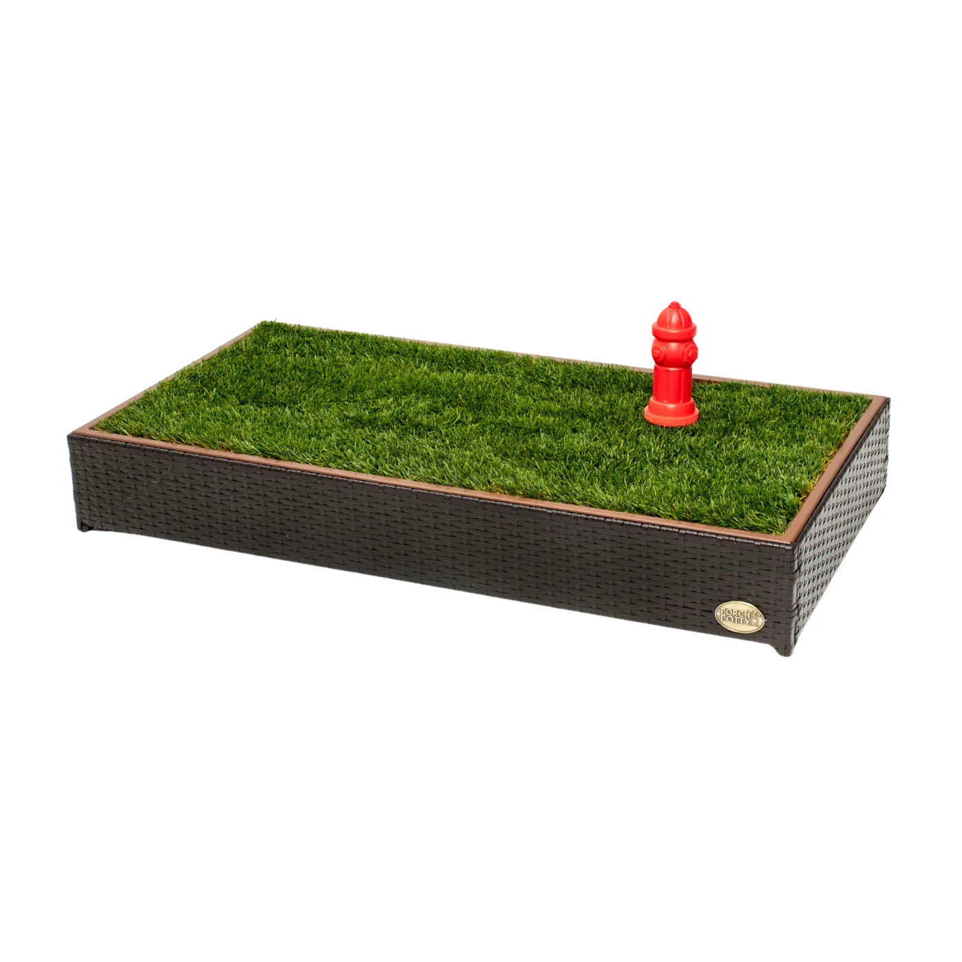 CLASSIC Standard Porch Potty with synthetic grass and a red hydrant