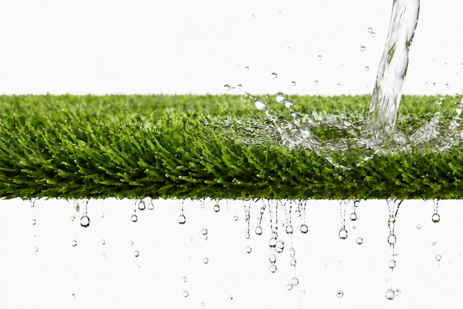 Water rinsing through Porch Potty synthetic dog potty grass