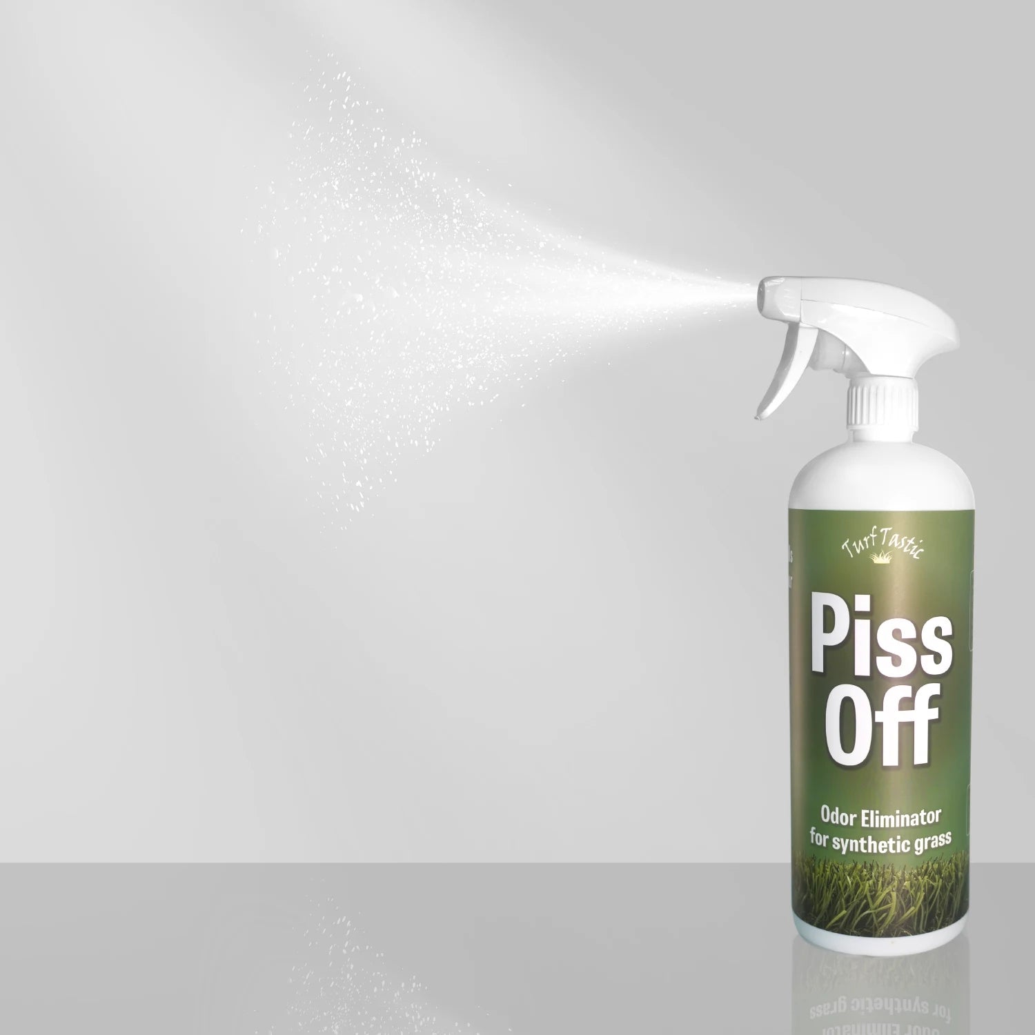 Piss Off spray bottle spraying a fine mist
